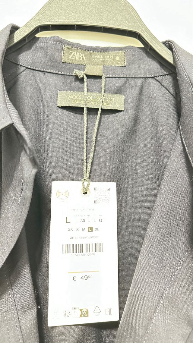 Camisa ZARA Lana Negra Talla L