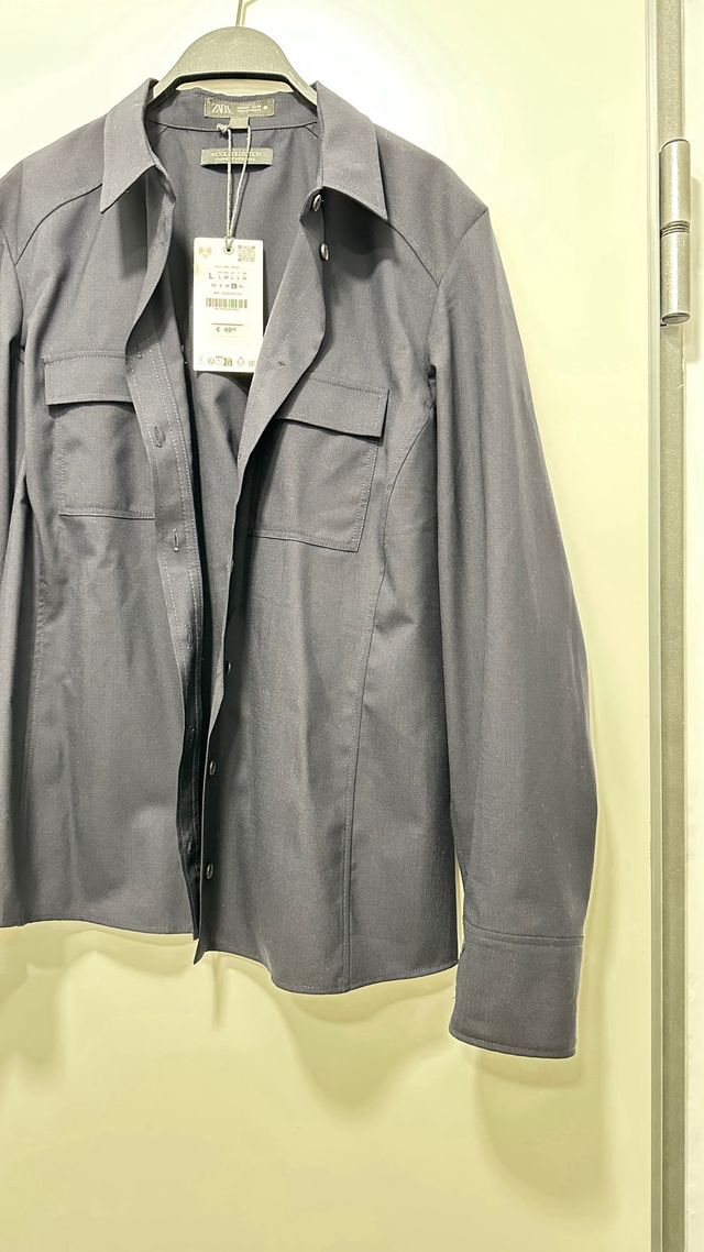 Camisa ZARA Lana Negra Talla L