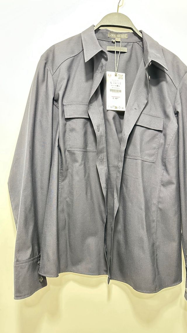 Camisa ZARA Lana Negra Talla L