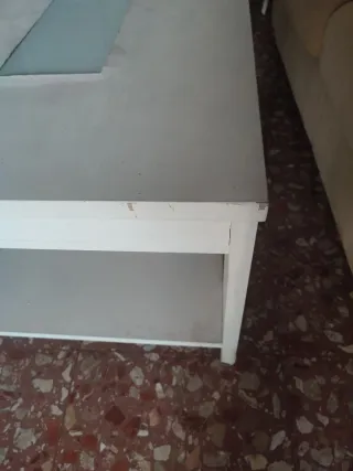 Mesa centro elevable blanca cristal