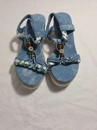 Sandali estivi donna zeppa denim