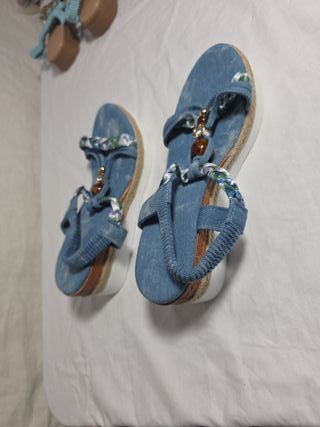 Sandali estivi donna zeppa denim