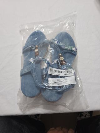 Sandali estivi donna zeppa denim