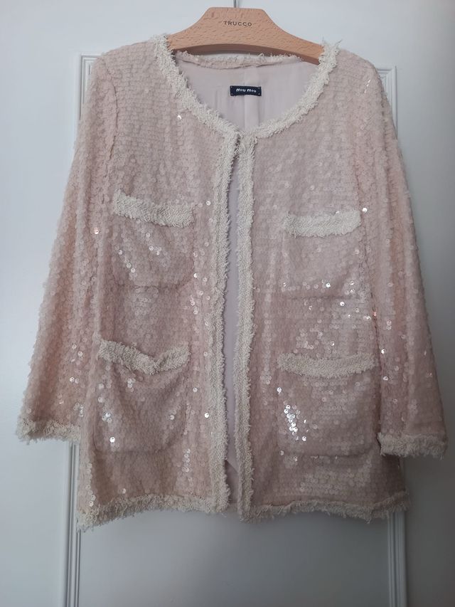 Chaqueta Miu Miu lentejuelas rosa/beige T.M