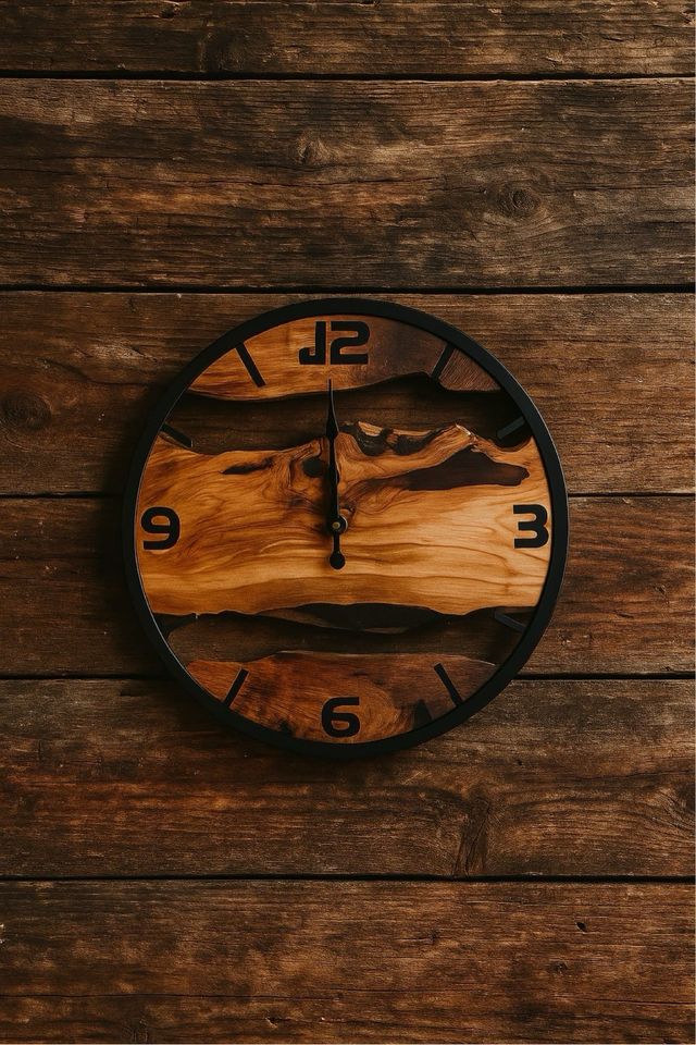 Reloj de Pared Símil Tronco Madera