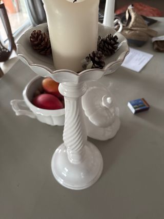 Portacandele in porcellana bianca