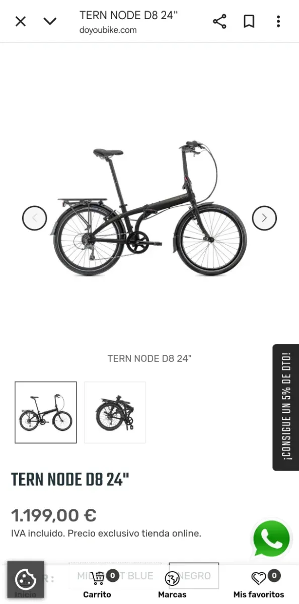 Bicicleta Plegable Tern Node D8 24