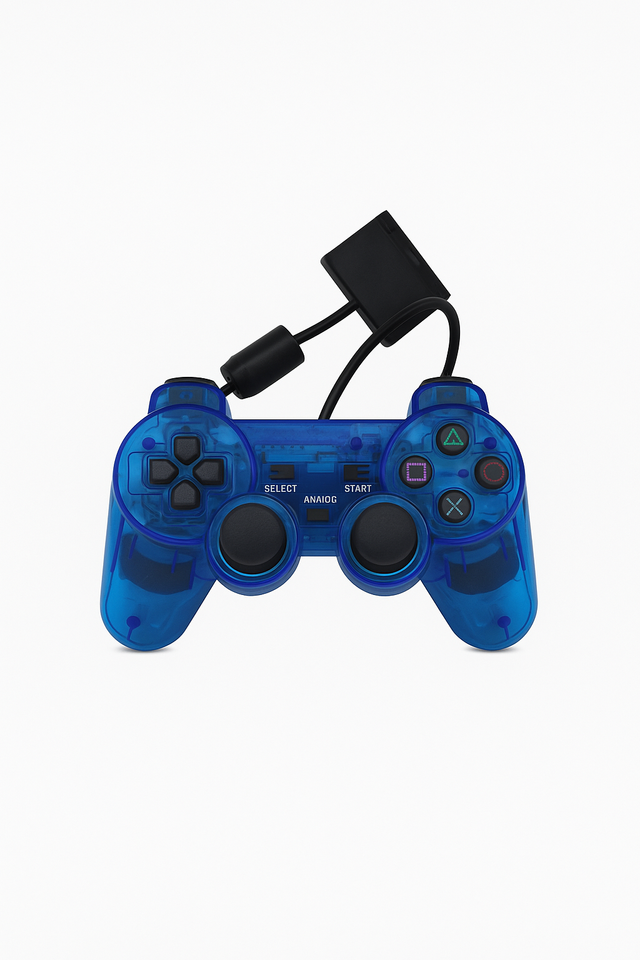Mando PS2 Azul Transparente Nuevo