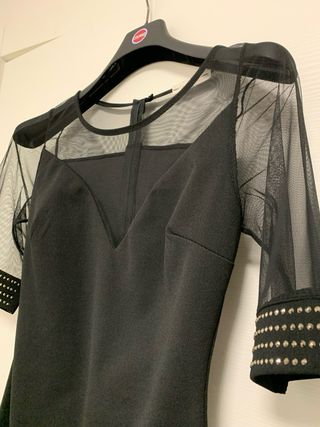 Tubino nero maniche trasparenti