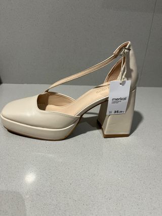 Tacones Merkal Beige Talla 39