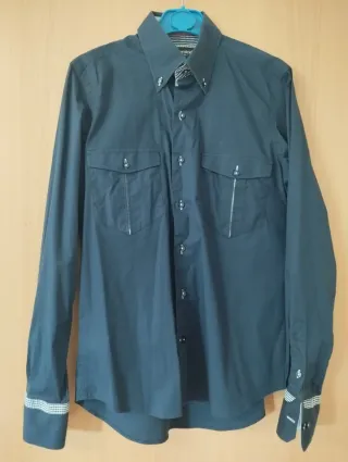 Camisa de vestir azul marino hombre