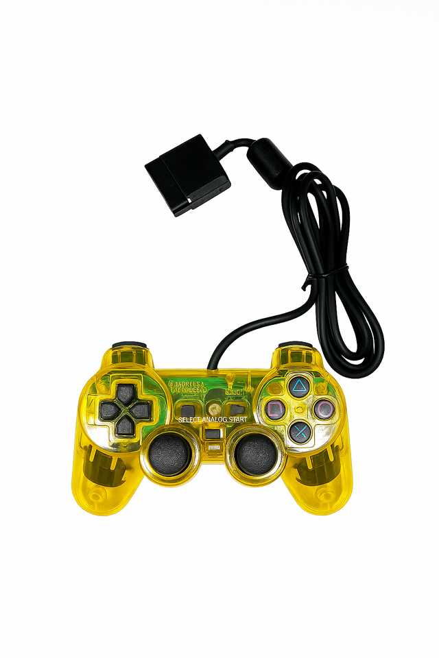 Mando PS2 Amarillo Transparente