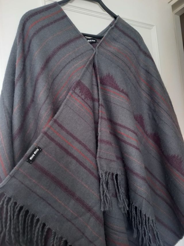 Poncho Miu Miu Lana Gris Rayas tejas