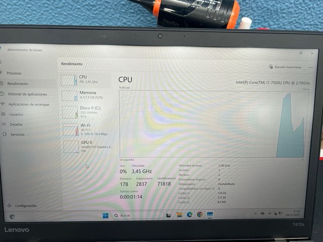 LENOVO T470S I7 7500U 8GB 256SSD WIN11
