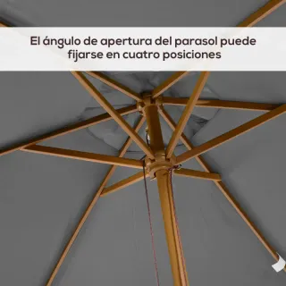 Sombrilla de madera y tela gris