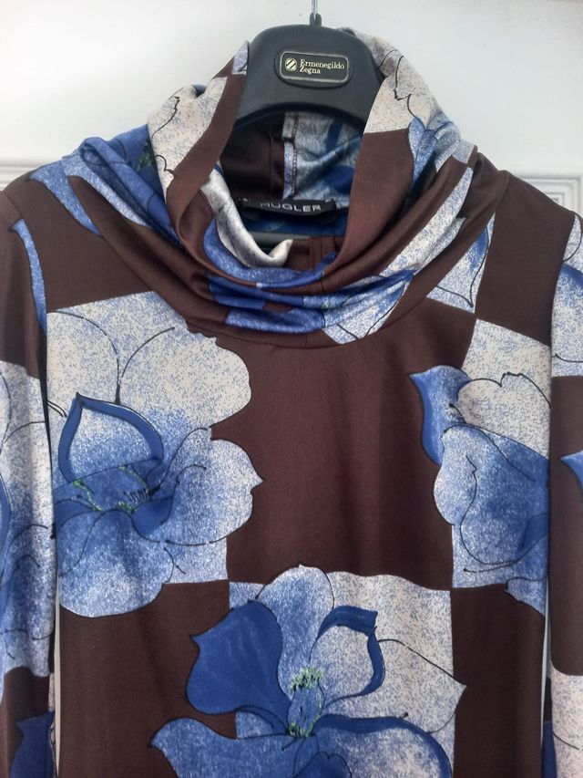 Vestido cuello alto floral Mugler