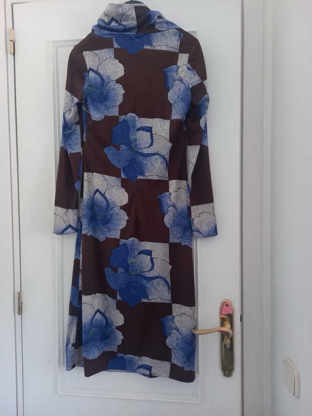 Vestido cuello alto floral Mugler