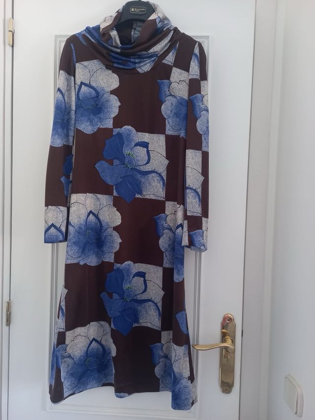 Vestido cuello alto floral Mugler