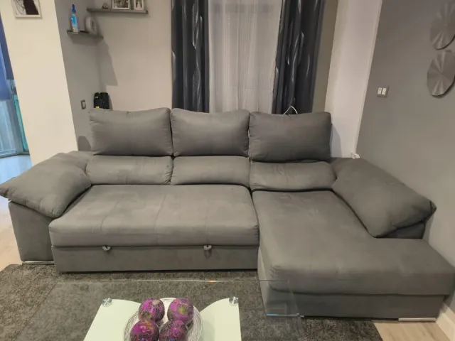 Sofá cama gris tela