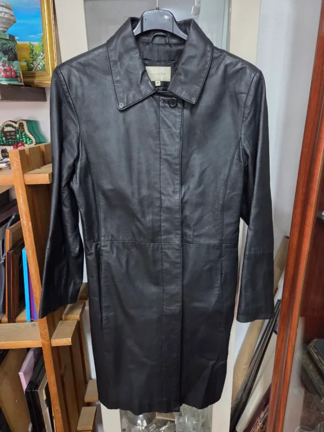 Abrigo Cuero Largo Womantex Negro