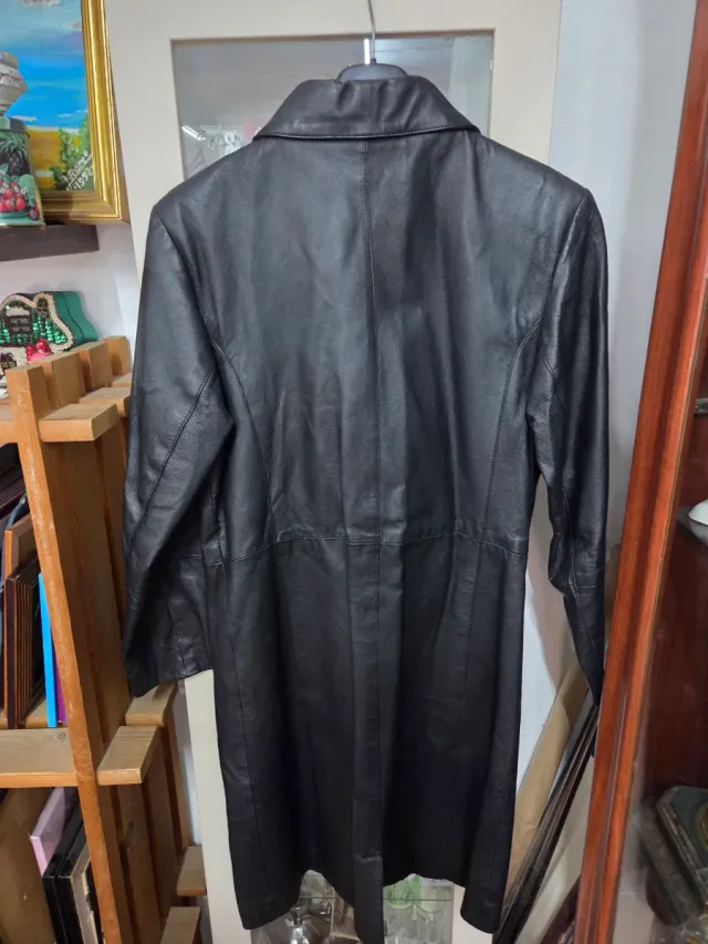 Abrigo Cuero Largo Womantex Negro