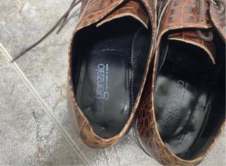 Zapatos de cordones piel marrón cocodrilo