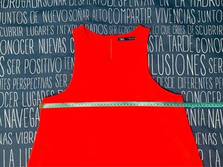 Vestido Zara Tirantes Rojo Volante Talla S