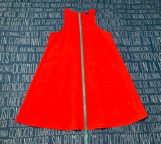 Vestido Zara Tirantes Rojo Volante Talla S