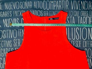Vestido Zara Tirantes Rojo Volante Talla S