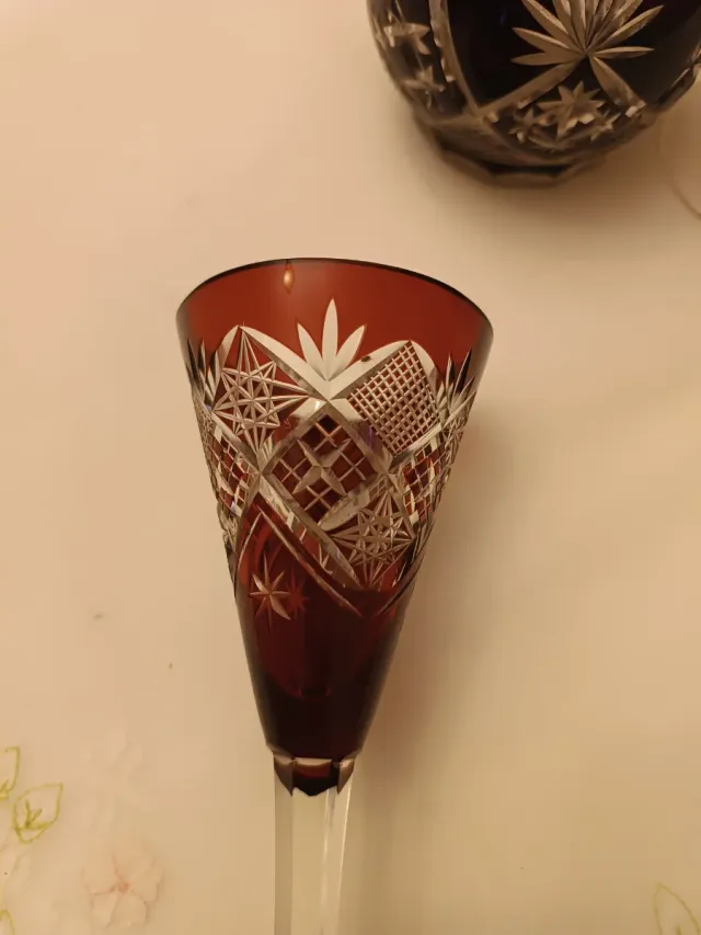 Licorera y 5 copas cristal Bohemia