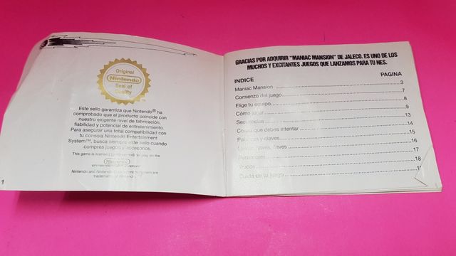 Manual Maniac Mansion Jaleco NES