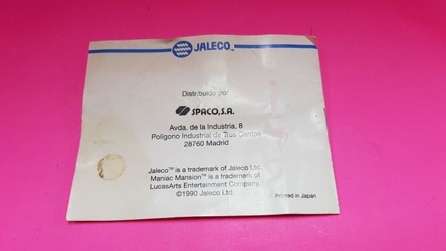 Manual Maniac Mansion Jaleco NES