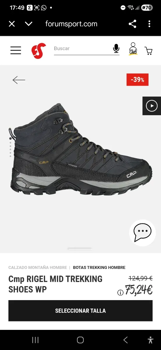 Botas Trekking Senderismo CMP Negras/Grises