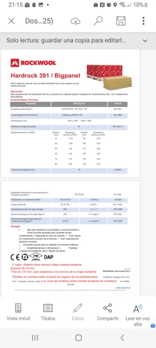 Lana de roca Rockwool