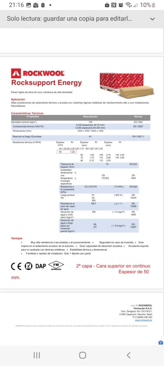 Lana de roca Rockwool