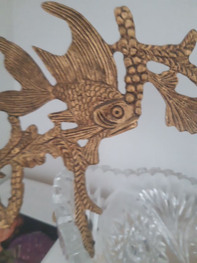 Centro de mesa cristal y bronce 33x20