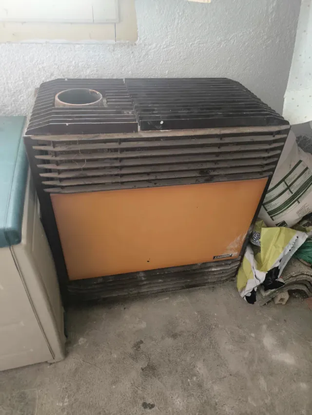 Estufa leña y carbón metal naranja