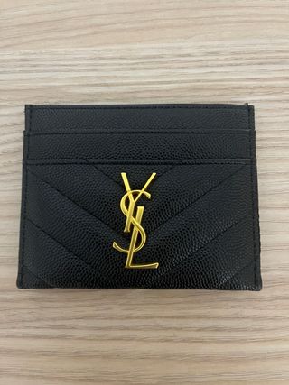 Tarjetero Saint Laurent Negro y Dorado