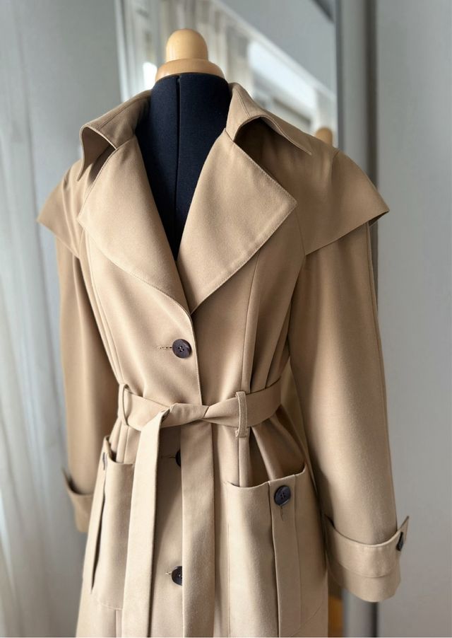 Lujoso Trench coat color camel estilo moderno
