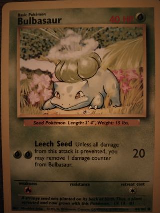 Lote Cartas Pokémon: Profesor Oak, Bulbasaur, Poli