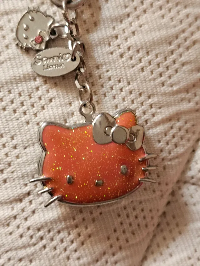 Llavero Hello Kitty Naranja Glitter