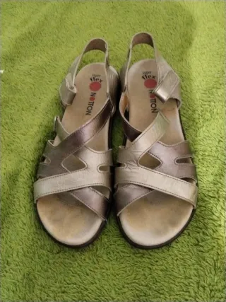 Sandalias Notton Mujer Talla 39 Oro/Plata