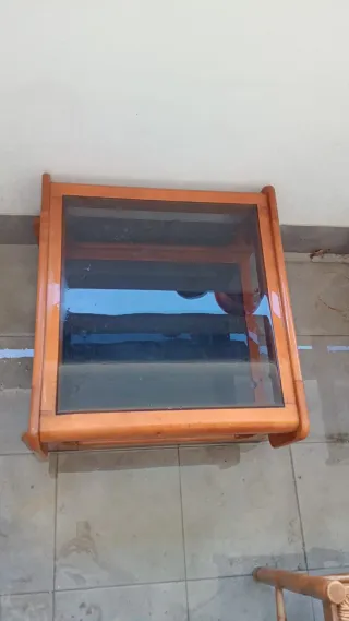 Juego 2 mesas centro madera y cristal