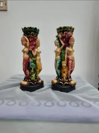 Coppia vasi/portacandele figure femminili