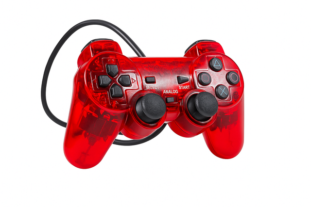 Mando PS2 Rojo Transparente Nuevo
