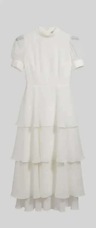 Vestido blanco de fiesta con volantes