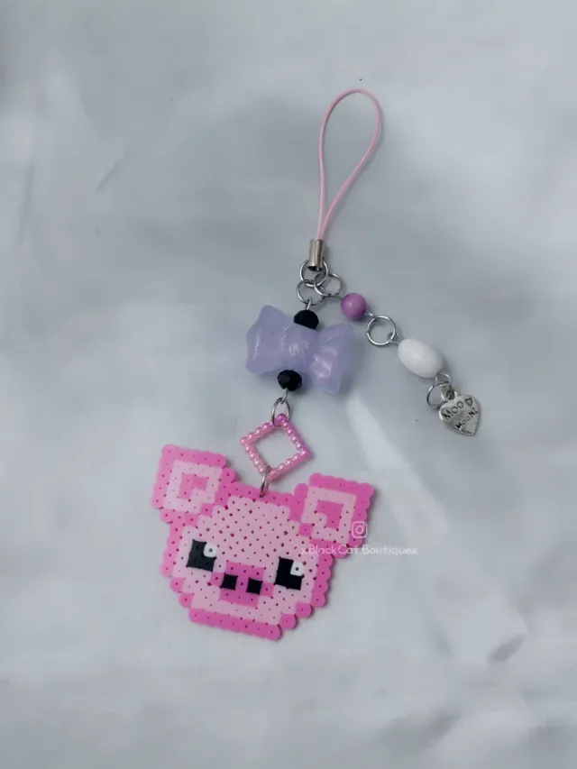 Portachiavi maialino rosa pixel