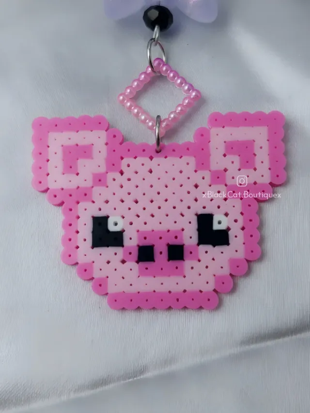 Portachiavi maialino rosa pixel