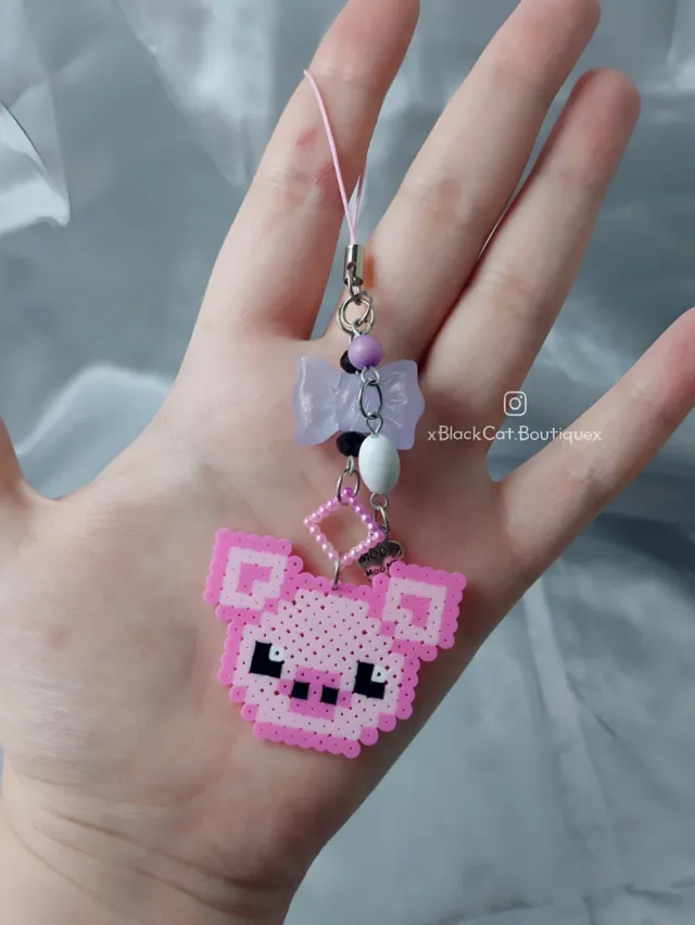 Portachiavi maialino rosa pixel