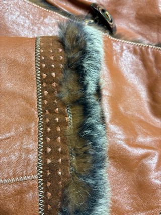 Chaquetón piel mujer T.42 color camel oscuro